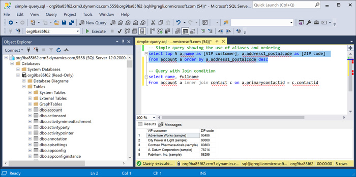 T-SQL endpoint for the Common Data